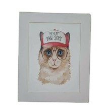 Hipster Cat Art print. Feelin&#39; Paw-Some  20 x 16&quot; - £36.53 GBP