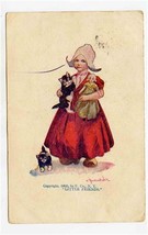 Little Friends Dutch Girl with Kittens &amp; Doll Postcard 1905 Bernhardt Wall  - £7.06 GBP