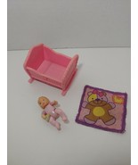 Fisher price loving family dollhouse pink baby girl doll figure cradle b... - £11.60 GBP