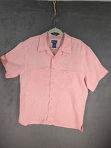 Paul Fredrick Linen Button Up Dress Shirt Lightweight Short Sleeve Pink ... - $18.69