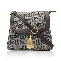 Women &amp; Girls sling handbag with artwork (Black) for daily use - £20.92 GBP