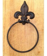 Cast Iron Fleur Dis Lis Towel Ring Holder Rustic French New Orleans - $12.59
