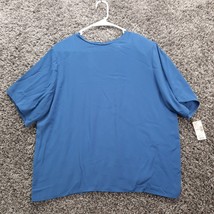 Dressbarn Shirt Blouse Women 14/16 Blue Round Neck Shoulder Pads Flowy Light - £5.46 GBP