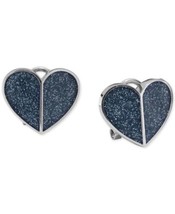 Kate Spade Womens New York Glitter Heart Button Earrings, One Size, Navy - £51.73 GBP
