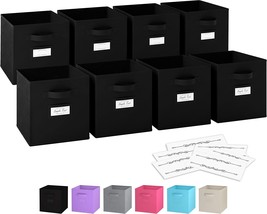 11 Inch Storage Cubes (Set Of 8) Storage Baskets | Features Dual Handles, Black - £32.14 GBP