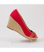 Sahara Red Canvas Espadrille Wedge Heels US 7M - $24.66 CAD