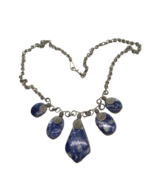 Vintage necklace artisan wire wrapped blue sodalite charms boho twisted ... - $39.59