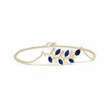 ANGARA Pear and Marquise Sapphire Olive Branch Bracelet in 14K Solid Gold - £481.29 GBP