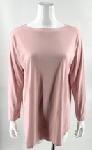 J Jill Luxe Supima Tunic Top Sz M Pink Solid Drop Shoulder Boat Neck Tee Womens - £23.25 GBP