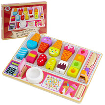 Kids Wooden Ice Cream Shop Set Toy Children&#39;s Kitchen Playset Pretend Play Toys  - £26.72 GBP