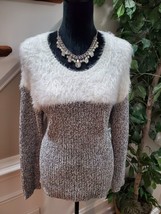 Two by Vince Camuto Gray Eyelash Round Neck Long Sleeve Knit Sweater Siz... - $30.00