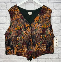 Vintage First Class Womens Vest Size 2XL Abstract Floral Beaded New Butt... - £31.10 GBP