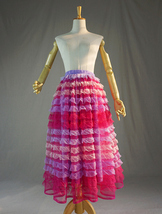 Pastel Pink Tiered Midi Tulle Skirts Women Plus Size Layered Tulle Skirt image 1