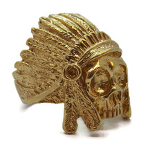 14k Solid Yellow Gold Indian Skull Ring Very Detail 100% Handmade By Us. - £1,230.28 GBP