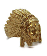 14k Solid Yellow Gold Indian Skull Ring Very Detail 100% Handmade By Us. - £1,227.32 GBP