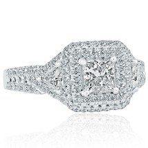 GIA Certificato 1.39 TCW Diamante Taglio Princess Halo Fidanzamento Anello 18k - $5,196.86