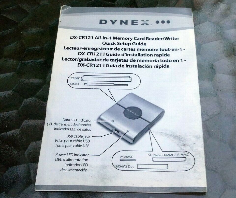 Dynex All-in-1 Memory Card Reader  Guide DX-CR121 - $8.45