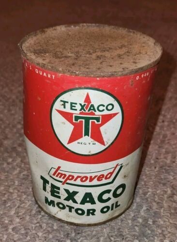 Vintage Texaco Metal Improved Motor Oil Can API Service One Quart Man Cave - $39.99