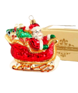 Santa and Sleigh Christmas Ornament Mouth Blown Hand Painted Poland New ... - $19.44