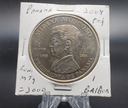 PANAMA COIN 1 BALBOA 2004 ~Mireya Moscoso,  Panama Canal Commemorative - £7.81 GBP