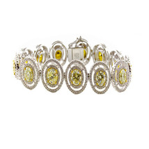 Yellow Diamonds - Bracelet 13.00ct Natural Fancy yellow 18K 32 Grams Round Shape - £24,786.72 GBP