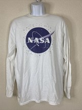 NWOT Gildan Heavy Men Size M White with Purple NASA Stars T Shirt Long Sleeve - $11.30