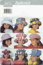 Butterick 3874 347 GIRLS SUMMER HATS Size 4-14 KIDS 9 Styles pattern UNC... - $9.40