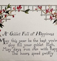 Goblet Full Of Happiness Greeting Victorian Card Postcard 1900s Floral P... - £15.68 GBP