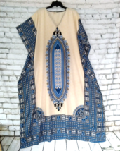Gypsie Blu Dress Women One Size Blue Paisley Floral Long Maxi Kaftan Boho Hippie - £18.86 GBP