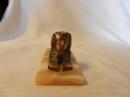 Egyptian Sphinx  Cast Copper Colored Metal Figurine, Stone Base - £63.93 GBP
