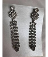 Vintage Rhinestone Pierced earrings waterfall dangling strands Estate Co... - $20.00