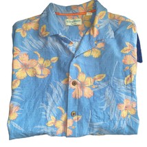Caribbean Pure Silk Hawaiian Floral Print Vintage Button Short Sleeve shirt sz L - £21.89 GBP