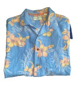 Caribbean Pure Silk Hawaiian Floral Print Vintage Button Short Sleeve sh... - £22.27 GBP