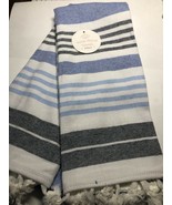 2pk Yarn-Dyed Dish Towels with Fringe - Blue - $3.95