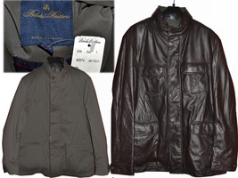 BROOKS BROTHERS 100% Leather Coat, Reversible Man 3XL EU / 2XL US BB08 T3P - $329.05