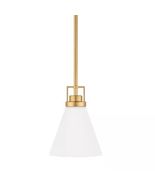 Home Decorators Clermont 1-Light Satin Brass Shaded Pendant Light Milk G... - $717.25 MXN