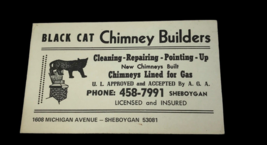 Vtg Advertising Card Ink Blotter Black Cat Chimney Builders Sheboygan Wi... - $16.82