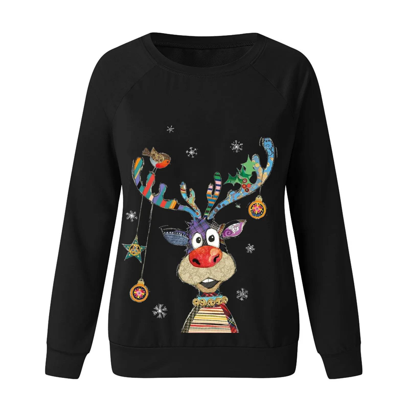 Xmas Sweater Christmas  Print S-3xl Casual Round Neck Women Clothing Long Sleeve - £64.93 GBP