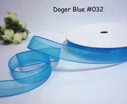 50yds / 45 mtr- 1 roll  Dodger Blue Sheer Organza Ribbon 5/8&quot; , 3/4&quot; wide O32 - £5.52 GBP