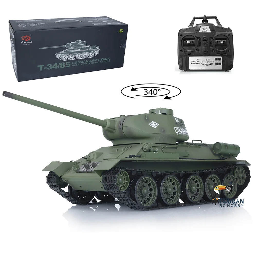 Heng Long 1/16 RTR RC Tank 2.4G 7.0 Plastic Ver Soviet T34-85 3909 BBs Shoot IR - £241.81 GBP