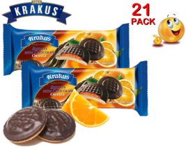 21 PACK Biscuits with Chocolate ORANGE 135gr Cookies KRAKUS Made in Poland - $65.33