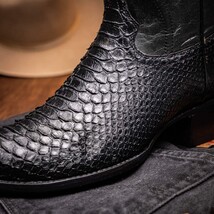 KANSAS Genuine Snake Skin Cowboy Boot from the Western Collection Black image 9