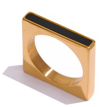 Minimalist Geometric Square Stainless Steel Ring Acrylic Fashion Simple Temperam - $13.42