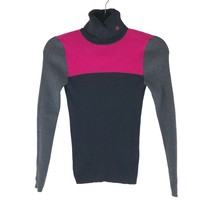 Lauren Ralph Lauren Top Turtleneck Ribbed Colorblocked Black Pink Gray X... - $14.49