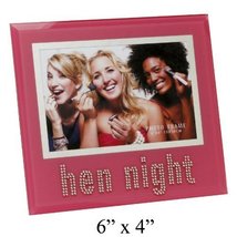 Juliana Hen Night Pink Glass 6&quot; x 4&quot; Photo Frame with Crystal Words - £6.97 GBP