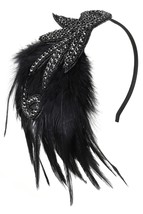 1920s Flapper Headband Accessories Roaring 20s Feather Hair Band Vintage Gatsby  - £30.10 GBP