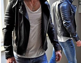 Handmade Men Black Cowhide Fashion Leather Jacket, Leather Jackets For - £128.58 GBP