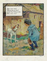 Antique Bow Wow Wow!  Mother Goose Rhyme Art Print 1915 Dual Sided 8 x 10.5 - £24.41 GBP
