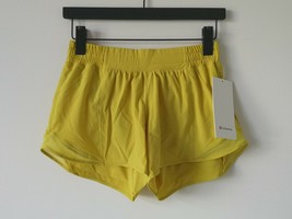 Nwt Lululemon Soll Yellow Lightweight Low Rise Lined 4&quot; Hotty Hot Shorts 6 - £58.07 GBP