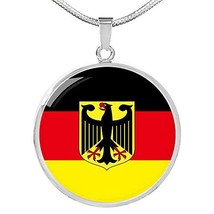 Express Your Love Gifts Germany Coat of Arms Circle Necklace Engraved 18k Gold 1 - £55.33 GBP